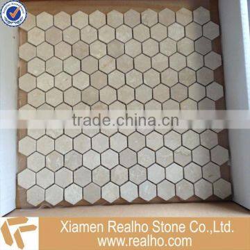 classico botticino hexagonal marble mosaic tiles