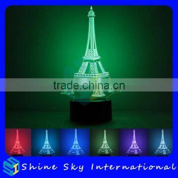 Creative Eiffel Tower Shaped 3D Night Light LED Stereoscopic Desk Lamp Room Decoration Table Lamp 1.5W Energy Saving Lamp