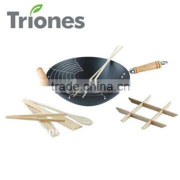 Carbon Steel Non-stick Chinese Wok Set kitchen cookware