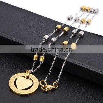 316 Stainless Steel Gold Plated Heart Necklace(RN10026)