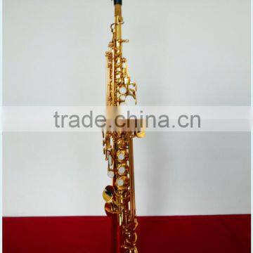 Musical instrument gold lacquer straight soprano saxophone (332G)