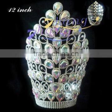 Hot Sale Large AB Crystal Pageant Tiara and Crown