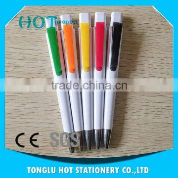 China products prices White Solid color barrel full color printing plastic pen