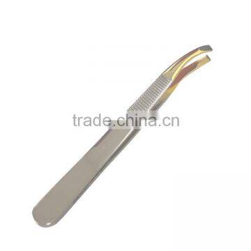 Part of gold plating Stainless steel high quality Curved tip slanted tweezer