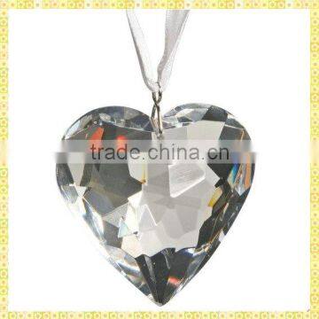 Faceted Heart Shape Crystal Christmas Ornament For Hanging Tree Decoration