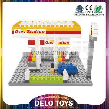 wholesale toy from china plastic building enlighten brick toys diamond blocks gas station gasoline station DE0260107