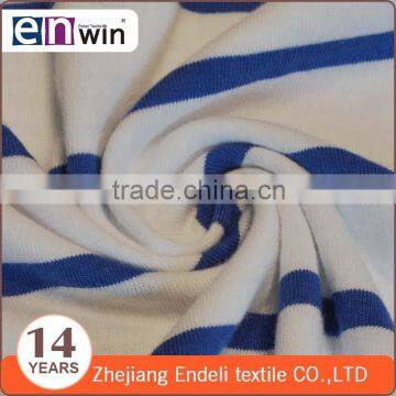 32s Combed Cotton Knitted Strip Jersey Fabric White And Blue for Women's Trousers
