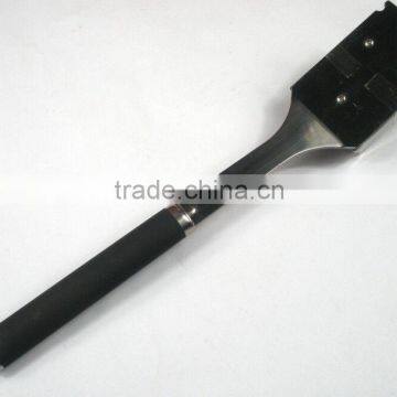 RUBBER GRIP STAINLESS STEEL METAL BBQ GRILL BRUSH