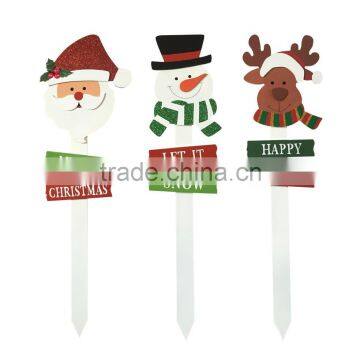 Hot sale Wooden christmas santa claus/snowman/elk yard decoration xmas garden stake decorative