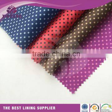 190T Dot/point dot printed design 100 % polyesterl print inner lining fabric lining fabric with dots