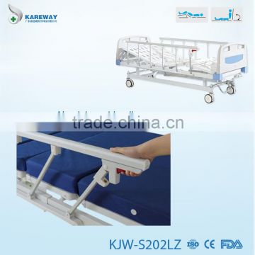 PP side rails central lock two-crank different types of hospital bed with dinning table