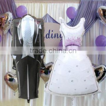 Lovely shine helium balloon, shine wedding dress balloon for bride and bridegroom