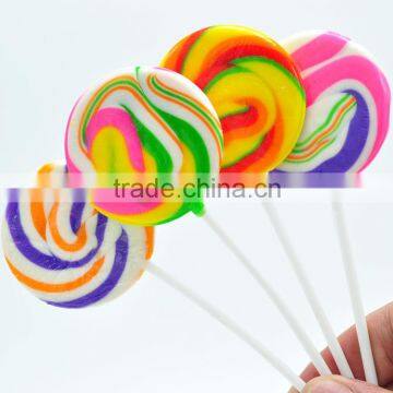 Bag Wrapped Fruit Flavour Sweets Flat Swirl Rainbow Lollipop Candy photo-4