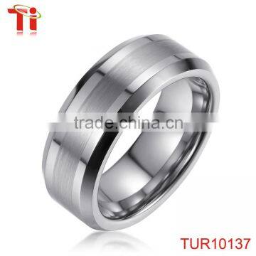 Fashion Jewelry Tungsten Ring Burshed Surface Center 8mm