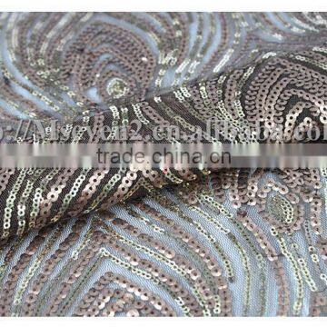Antique Gold Fancy Pretty Glitter Sequins Embroidery Sequin Fabric for Dress photo-6