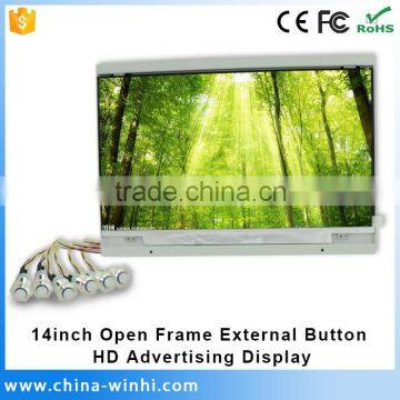 14 inch oem push button function open frame screen lcd display panel digital signage kiosk