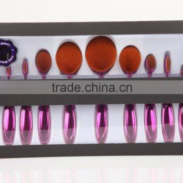 New High Quality 10pcs Oval Make up Brush Set, Oval Foundation Brush