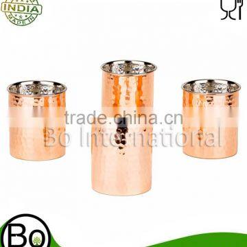 Hammered Solid Straight Sided Tumblers, Copper, Set of 4