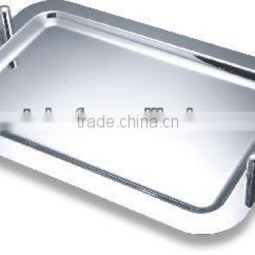 18-10 stainless steel Rect mirror tray with stackable handle