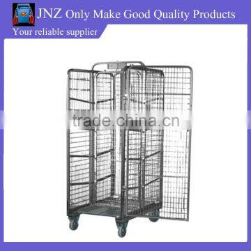 metal rolling folding wire warehouse cage