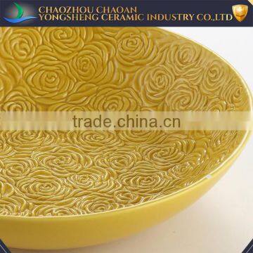 Manufacturer Yellow Round Decorative Flower Ceramic Fruit Plate photo-4