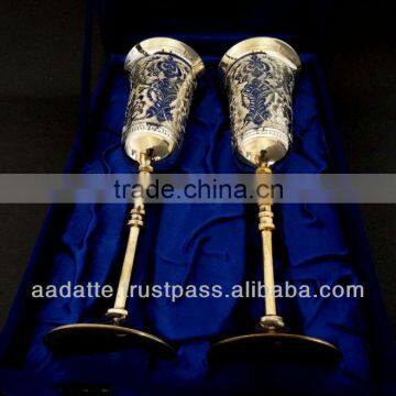 2014 Hot Design Gift Low Price Metal Wine Glass Gold and Silver Plated Goblets photo-2