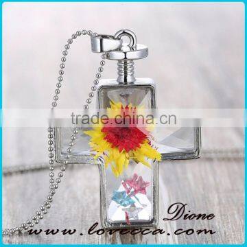 Unique Gift Handmade Dried Flowers Necklace Glass Bottle Vial Necklace With Real Dried Flower Inside photo-6