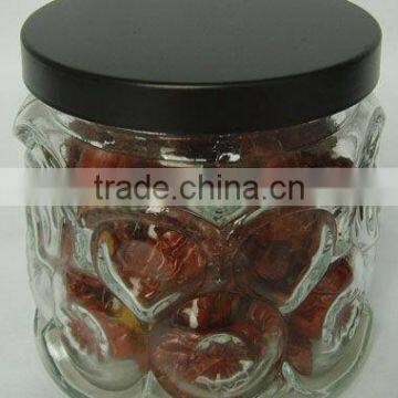 mini clear cylinder glass jar with design