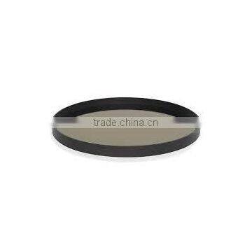 black shiny colour metal round tray