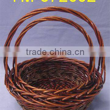 Handmade Decorative Willow Flower Basket with Handle ,