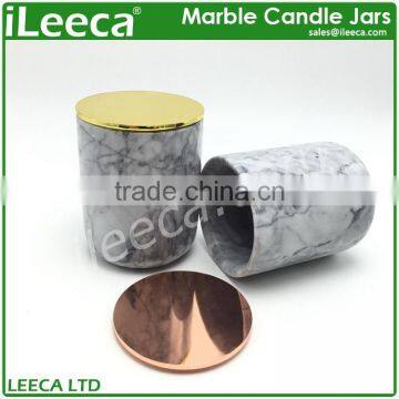 Unique marble stone candle jars with decorative lids