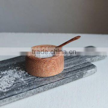 Natural Coconut Wood Salt Cellar/mini Coconut Spoon/ Condiment Set photo-3