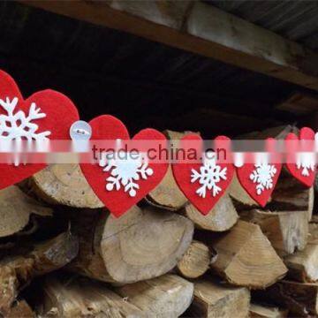 Hot sell felt Heart and Snowflake Garland, Red, Christmas Garland made in China