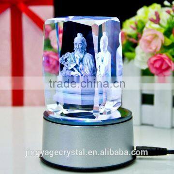 3D Laser Figure of Buddha Crystal Cube Souvenirs With LED Light Base photo-5