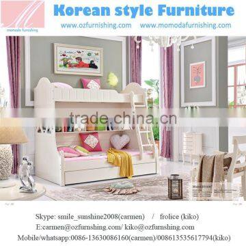 MJ606 girls/lady pink white bedroom set wooden children single queen bed set study desk three door wardrobe full set princess