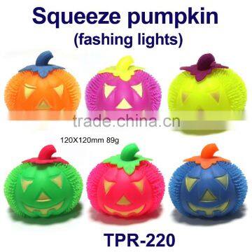 Plastic TPR Squeeze Flashing Pumpkin Toys