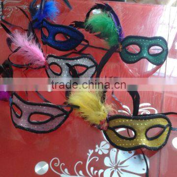 party mask with sequins and feathers decoration accessory