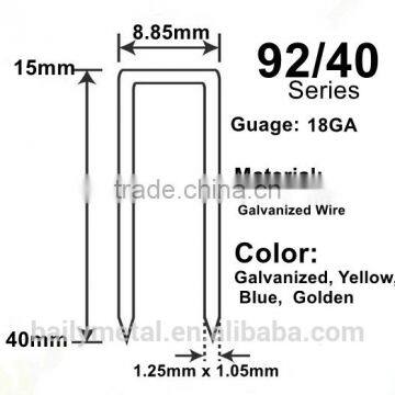 92/40 staples crown: 8.85mm 18GA 92 series Staples, 9240, 9235, 9230, 9225, 9220, 9215 heavy staples