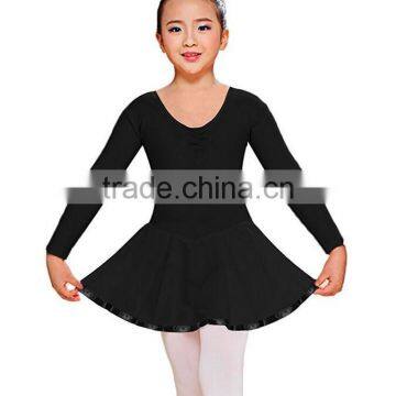 Kids Dancing Costumes Classic Ruffle Black Long Flutter Sleeve Ballet Gymnastics Wholesale Dance Leotards photo-2
