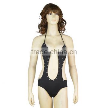 Backless black hollow out women sexy Lingerie bodysuit TI8028