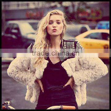 Star Loves European Style Lamb Wool Coat Jacket with rivet