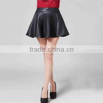 2014 Latest Design Black Winter Sexy Mini Short Leather Skirt for Women photo-3