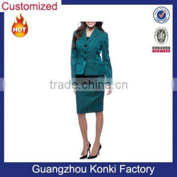 3-botton Notch Collar Melange Skirt Suit