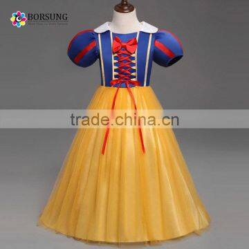 2017 girls party dresses handmade short sleeve tulle Snow White long dress kids halloween clothes