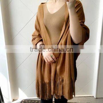 wholesalde namely ladies woven suede fringe scarf