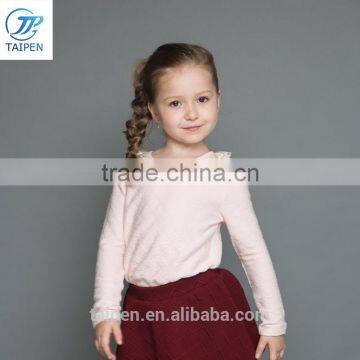 2017 Spring Girls t Shirt With Lace O-neck Children Clothing Long Sleeve Pullover t Shirt