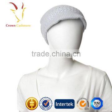 Women Winter Outdoor Knit White Cashmere Beabie Hat Cap