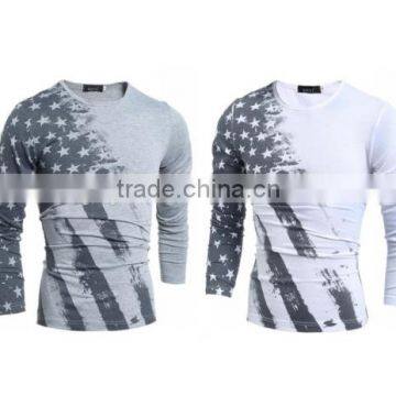 Casual men long sleeve printed tshit