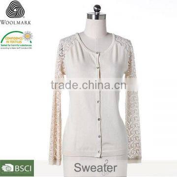 Small Quantity Clothing Sweater Manufacturern for Girl,striped Crewneck Black & White Cardigan Sweater photo-2