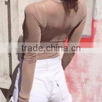 Runwaylover 112 New Style 2017 Ladies Sexy Turtleneck Transparent Blouse photo-2